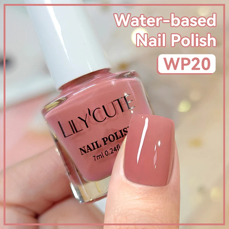 LILYCUTE 7ml Water-Based Nail Polish 40 Colors Long Lasting Quick Drying No Need of Lamp to Cure Nail Supplies For Nail Manicure
