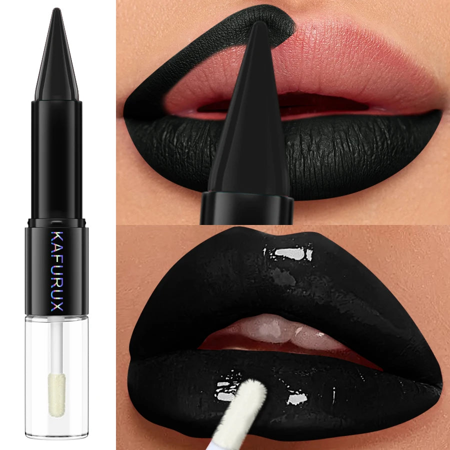 1PC Waterproof 2 In 1 Double Head Lipstick Lip Coat Set  Long Lasting Coat 24HR Makeup Gifts Lip Tint Plumper Lip Oil Lip Glaze