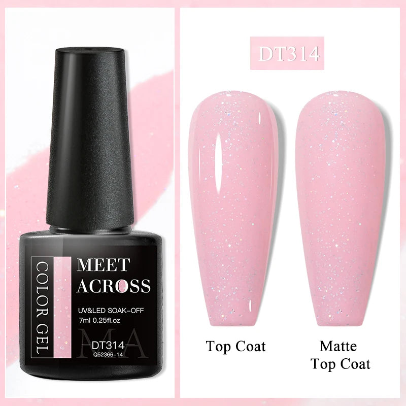 MEET ACROSS 7ml Purple Nail Gel Polish Semi Permanent Nail Art For Nails Decoration UV LED Painting Gel Varnish Nail Supplies