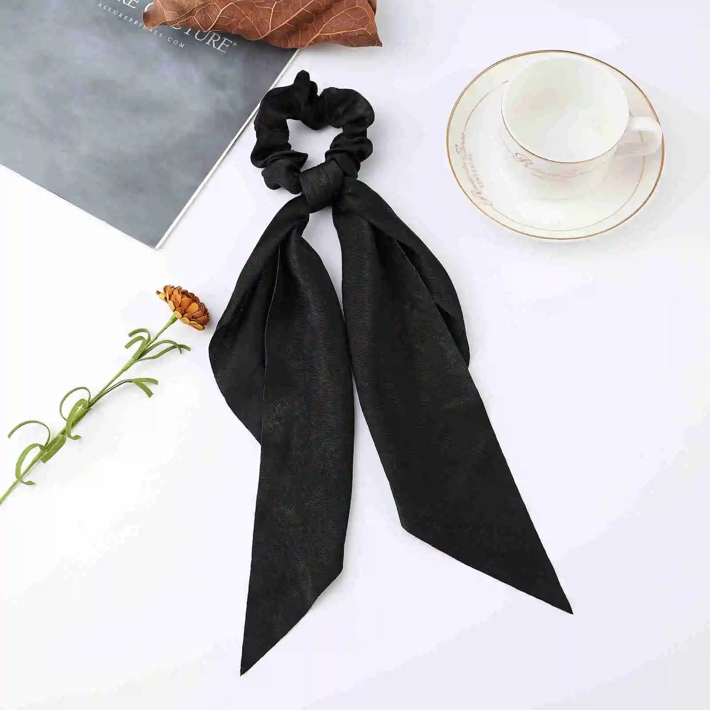 2023 Fashion Print Chiffon Long Ribbon Scrunchies Women Girls Ponytail Scarf Elastic Hair Bands Ties Hair Accessories Wholesale