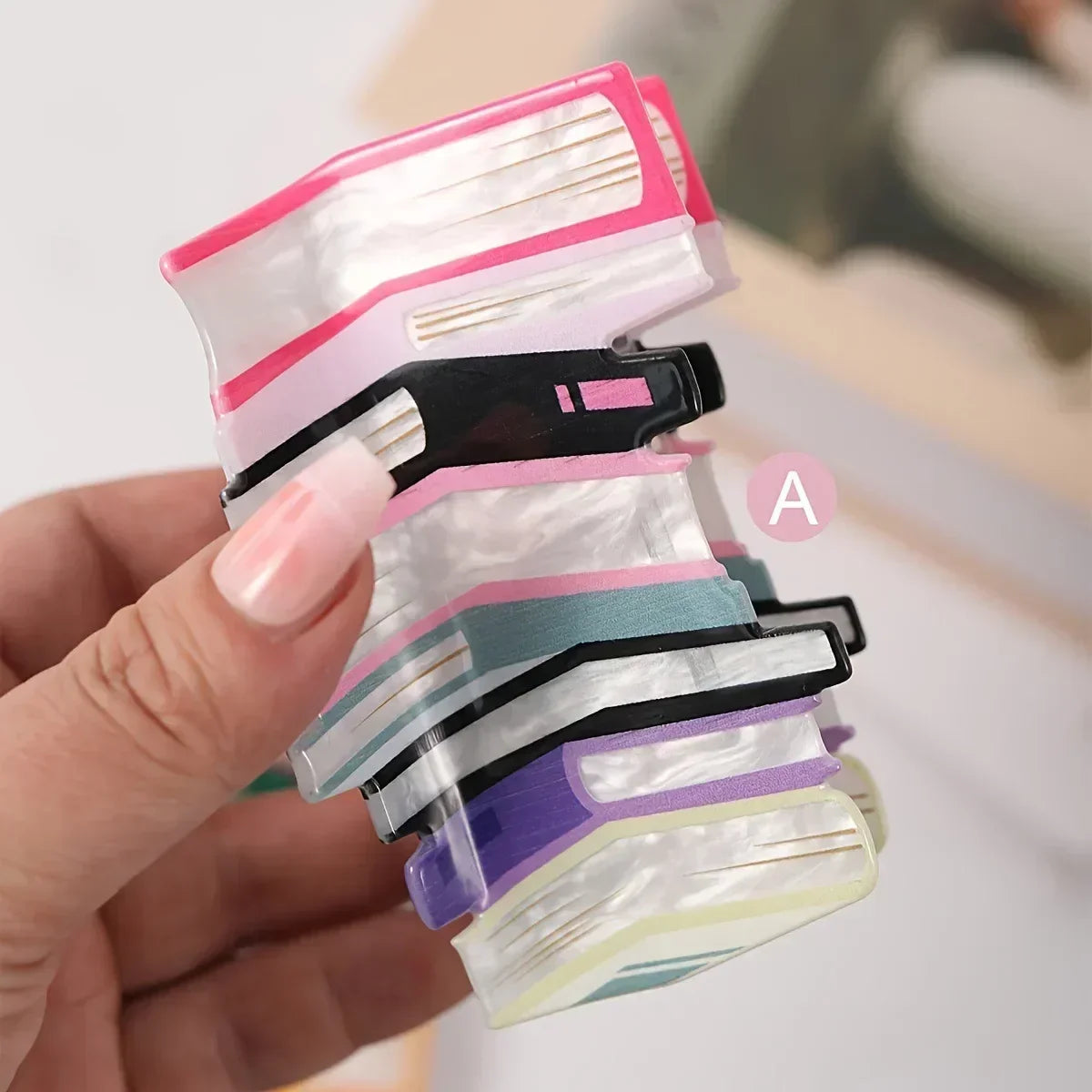 Muweordy New Creative Rainbow Books Hair Claw Funny Book Crab Hair Clip Teacher's Gift Shark Clip Hair Accessories for Woman