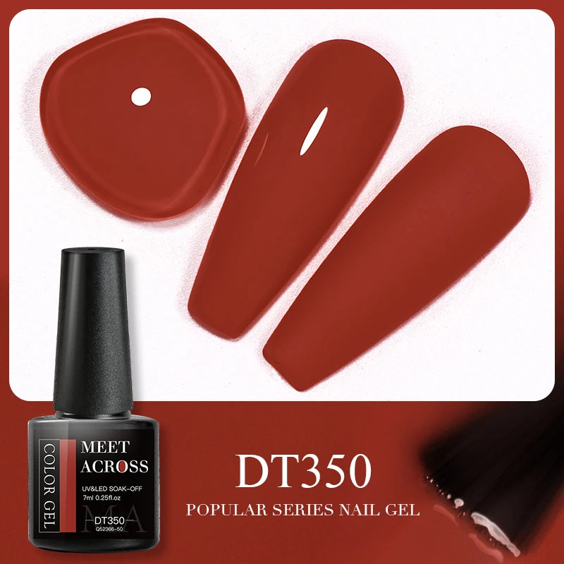 MEET ACROSS 7ml 140 Colors Glitter Gel Nail Polish Fluorescent Laser Semi Permanent Soak Off Nail Art UV Gel Varnish Manicure