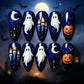 30pcs Gothic Purple Almond Press On Nails for Halloween Spider Wed Pattern Decor Fake nail tips Wearing Spicy Girls False Nails