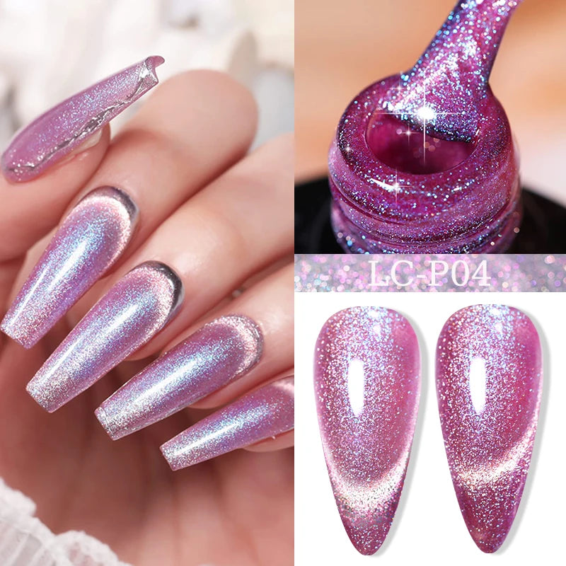 LILYCUTE 7ML Auroras Thermal Gel Nail Polish Nude Dark Purple Glitter Gradient Temperature Color Changing Nail Art Gel Varnishes