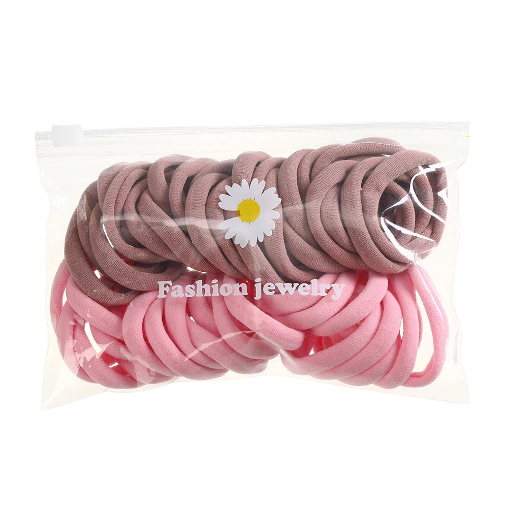 AWAYTR 50PCS/Set Girls Hair Band Hairbands Hair Accessories For Woman Kids Ponytail Holder Elastic Scrunchies Rubber Bands