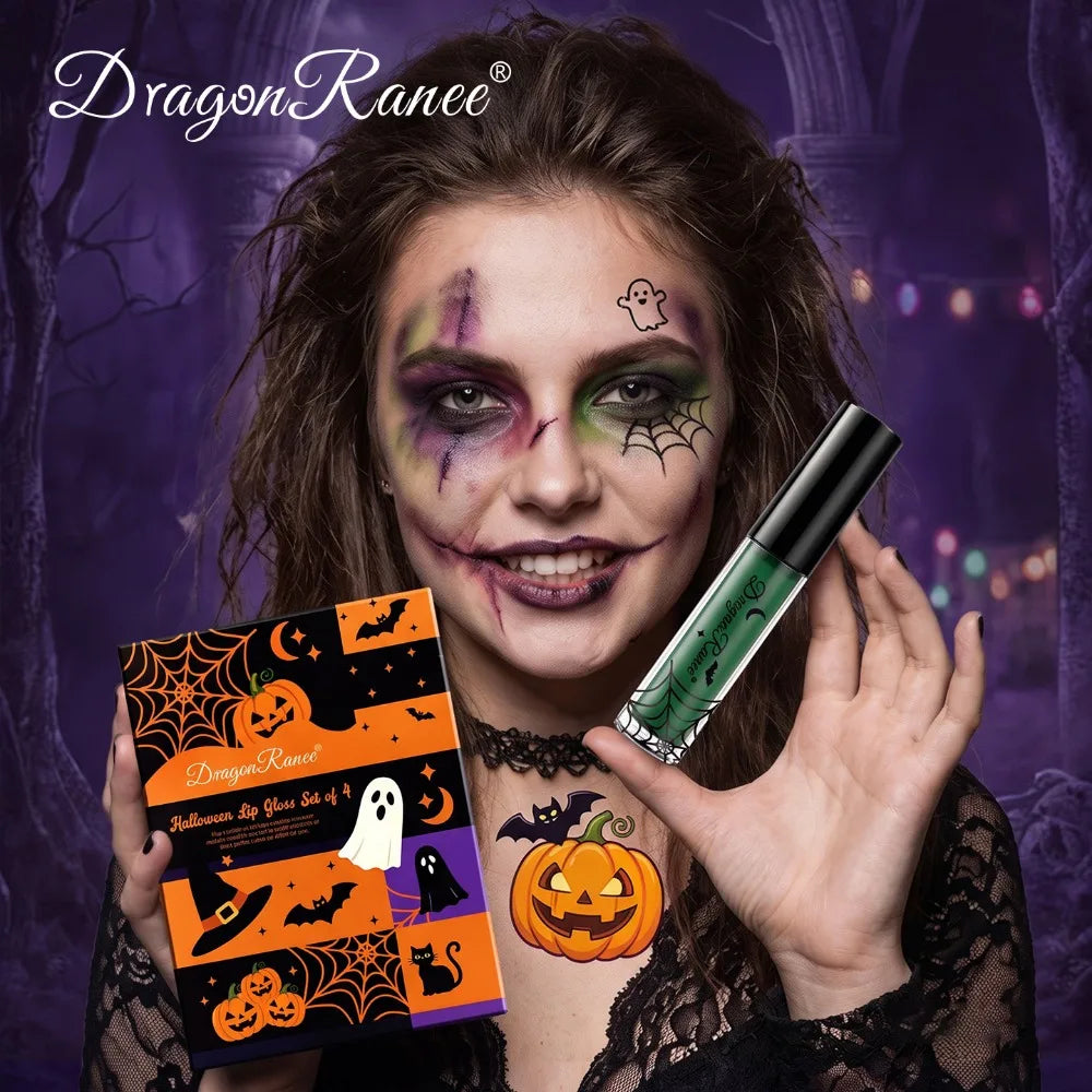 4Pcs/box Matte Purple Liquid Lipstick Set Waterproof Lip Gloss Highly Pigmented Velvet Lip Glaze for Halloween Christmas Makeup