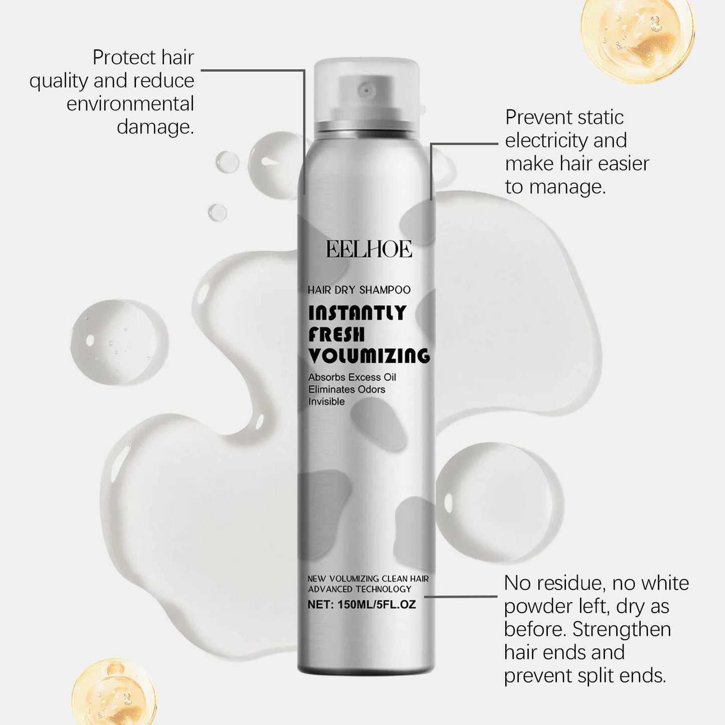 Dry Hair Shampoo Spray Instantly Fresh Volumizing Hair Dry Shampoo Volumizing Oil Contro No-Wash Hair Fluffy Spray Hair Care