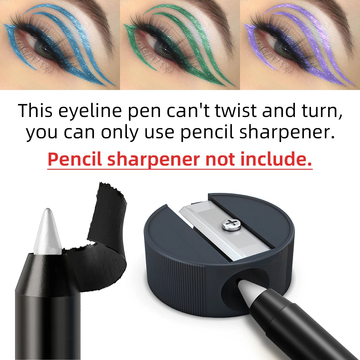 1pc Colourful Eyeliner Pen,High Pigmented Pearly Glitter&Shimmer Metallic Eyeliner Stick, Long Lasting Waterproof White Black
