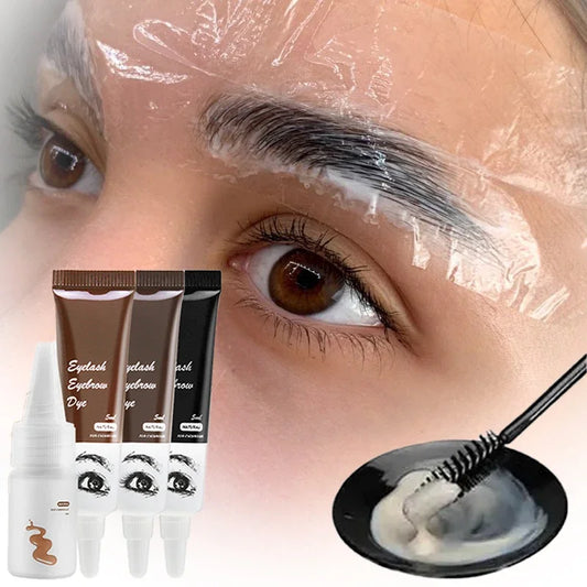15-Minute Fast Henna Eyebrow & Eyelash Dye Tint Gel – Professional Easy-Use Brown & Black Cream Kit for Long-Lasting Color