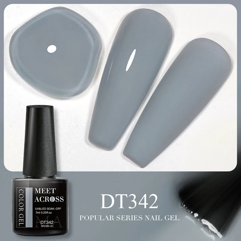 MEET ACROSS 7ml 140 Colors Glitter Gel Nail Polish Fluorescent Laser Semi Permanent Soak Off Nail Art UV Gel Varnish Manicure