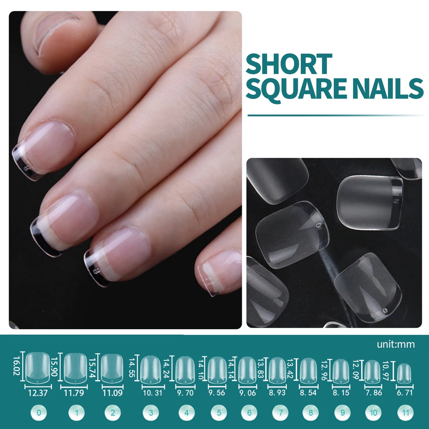 Nailpop 120pcs Nail Tips Extra Short Almond Coffin Square Half Matte Clear Style Full Cover Acrylic Fake Nail Capsule