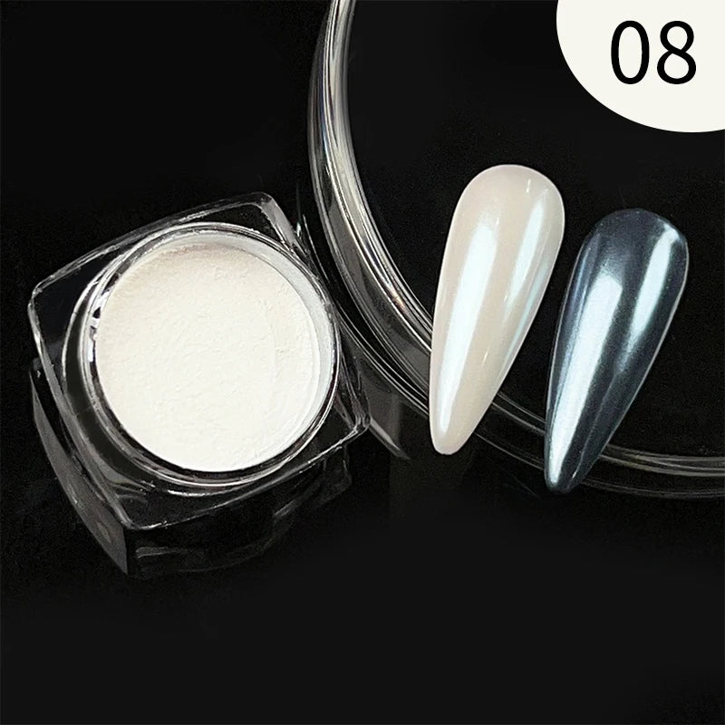NICOLE DIARY 5g Aurora Pearl White Pink Nail Powder Pigments Metallic Rubbing Dust Moonlight Effect Nail Arts Decoration