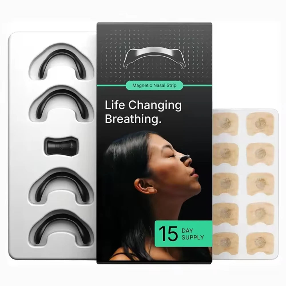Skin Safe Magnetic Nose Strips,Sport Nasal Dilator,Intake Breathing Nasal Strip Starter Kit Boost Oxygen Snore Reducing Aids