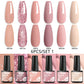 Mtssii 6PCS/Set Sparkly Nude Pink Gel Nail Polish Glitter Semi Permanent Nail Art LED UV Soak Off Gel Varnish Nail Supplies
