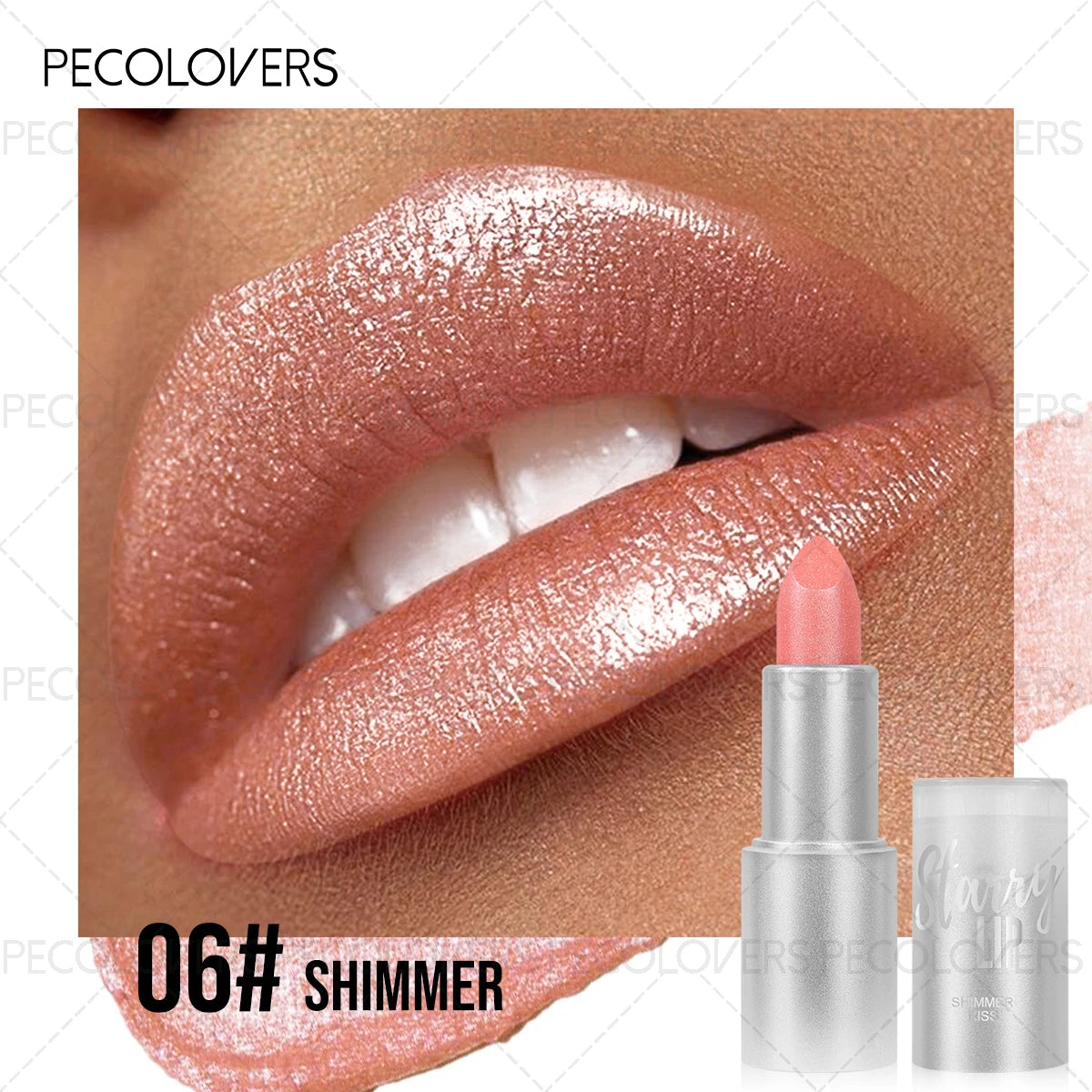 1PC Glitter Pearl, Various Shades, Cream Texture, Non-stick Cup, Sparkling Lipstick, Suitable for Christmas, Halloween Makeup