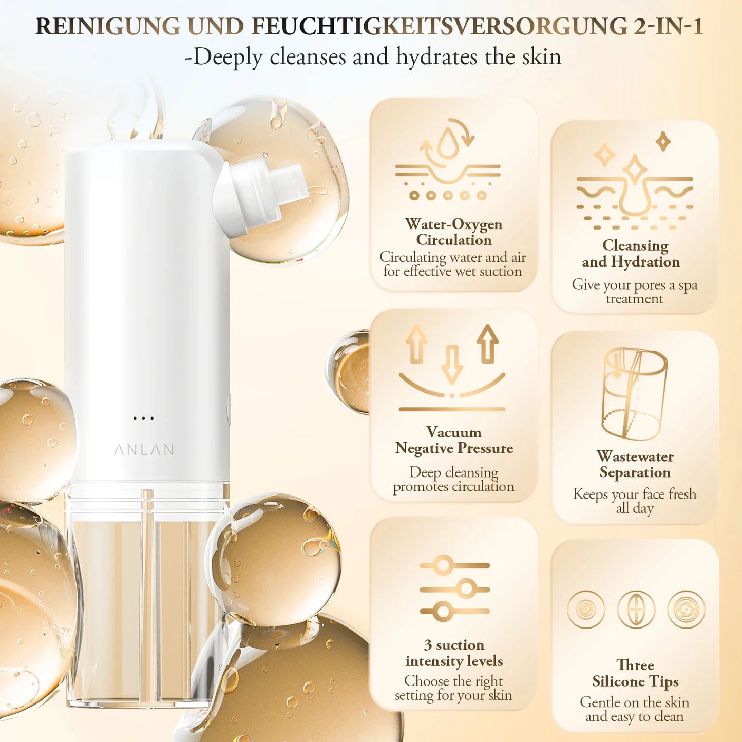 ANLAN Water Blackhead Remover Pore Vacuum Face Cleaner Water Cycle Facial Whitehead Acne Suction Hydro Cleanse Skin Care