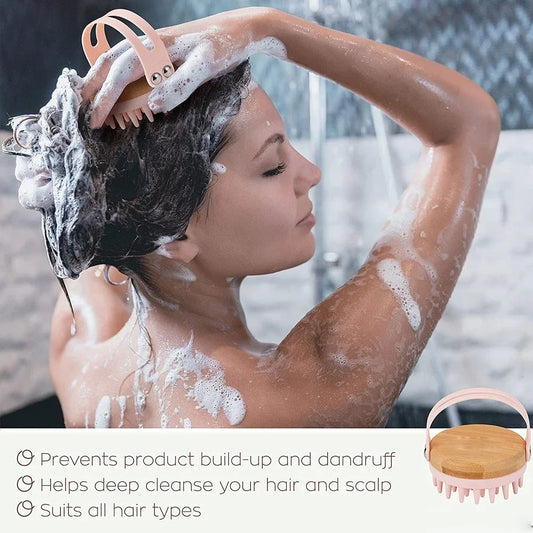 New Scalp Massager Shampoo Brush Wooden Wet and Dry Hair Scalp Care Brush Shower Brush Scalp Scrubber Exfoliator Body Massager