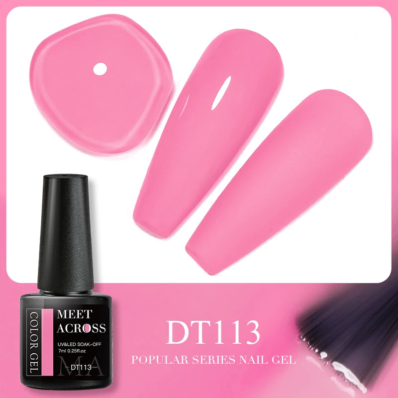 MEET ACROSS 7ml 140 Colors Glitter Gel Nail Polish Fluorescent Laser Semi Permanent Soak Off Nail Art UV Gel Varnish Manicure