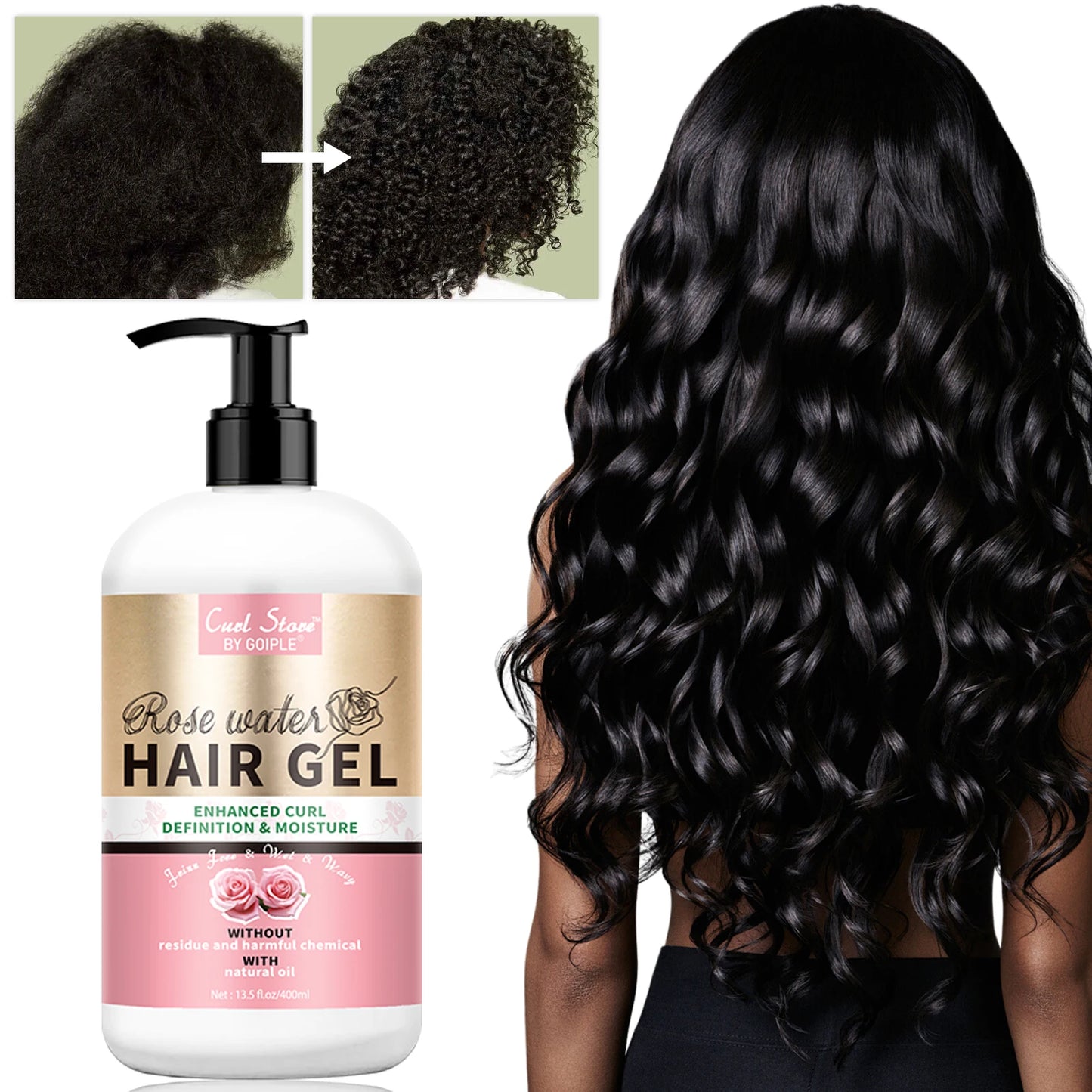 Hair Gel for Curl Define Cream Enhanced Wavy Moisturizer Hydrating Conditioner Rose Extract Bouncy Enhancers Flyaways Control
