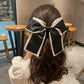 New Korean Black Bow Hair Tie Scrunchies Women Elegant Silk Elastics Hair Band Ponytail Hold Headdress Hair Accessories