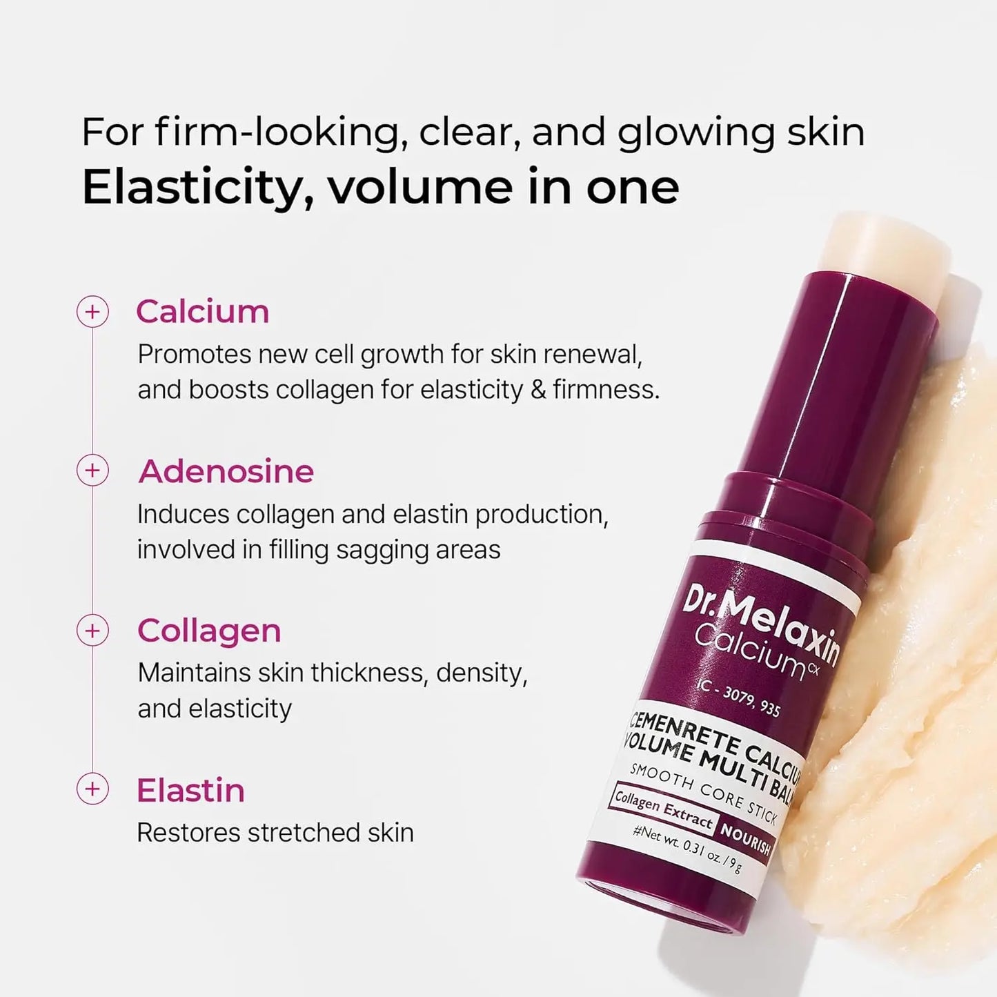 Calcium Multi Balm Stick, Collagen & Elastin Wrinkle Stick, All-in-One Hydrating Lip Balm, Eye Cream, Neck Cream, Makeup Base
