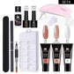 Poly Nail Gel Kit with 6W LED Lamp, All-In-One Set for Manicure, Semi-Permanent Extension Gel and Acrylic French Nails with Tool