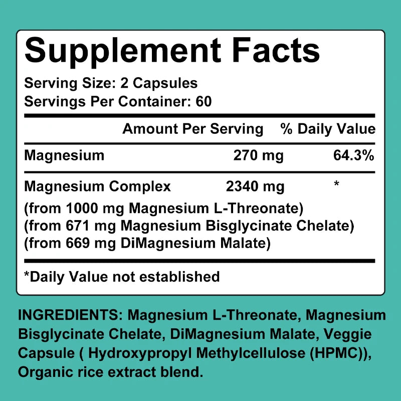 Triple Magnesium Complex - Brain & Sleep Health - L-Threonate, Glycinate, Malate