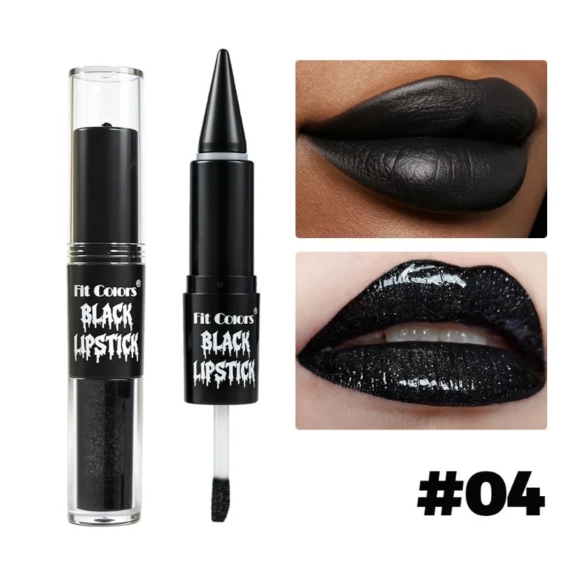 Halloween 2-in-1 Lip Gloss Matte Lip Liner, Long Lasting Waterproof Liquid Lipstick, Moisturizing Shiny Lip Oil for Party Makeup