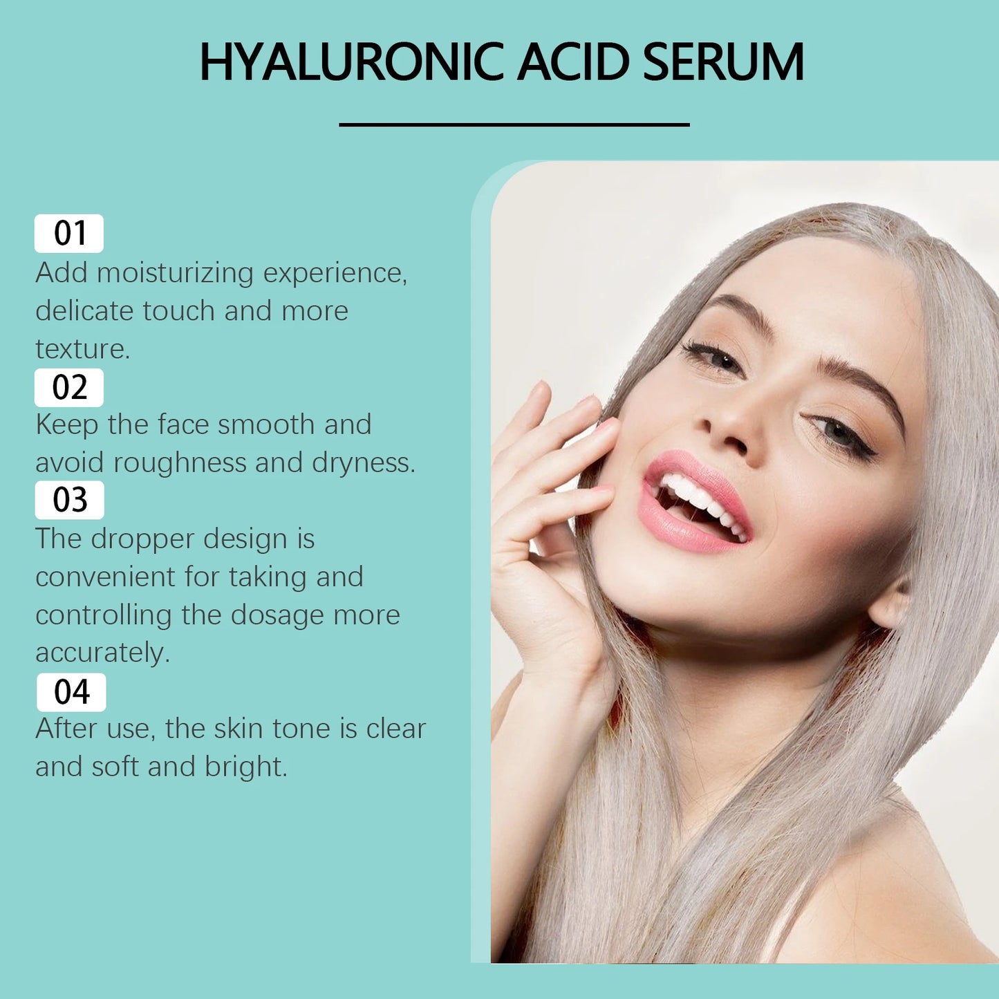 Hoygi 30ml Hyaluronic Acid Hydrating Serum Deep Moisturize Firm Brighten Relieve Dry Skin Boost Elasticity Even Tone Face Essenc
