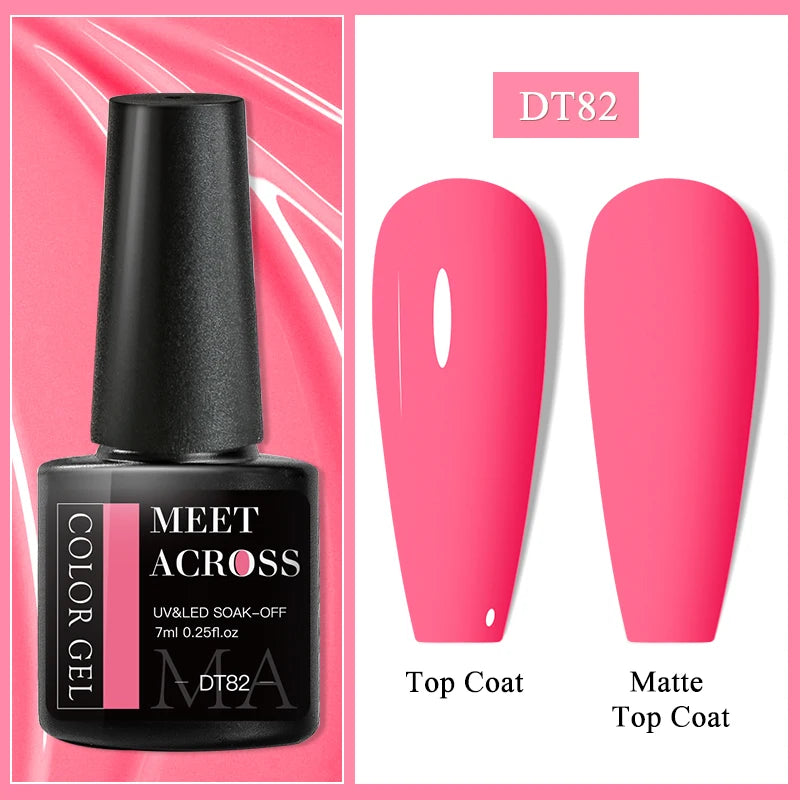 MEET ACROSS 7ml Purple Nail Gel Polish Semi Permanent Nail Art For Nails Decoration UV LED Painting Gel Varnish Nail Supplies