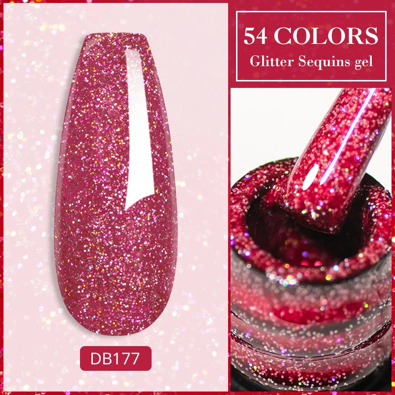 Mtssii 7ml Glitter Rubber Base Gel Polish Gold Sequins Pink White Base Gel Top Coat Soak Off UV LED Nail Art Varnish Manicure