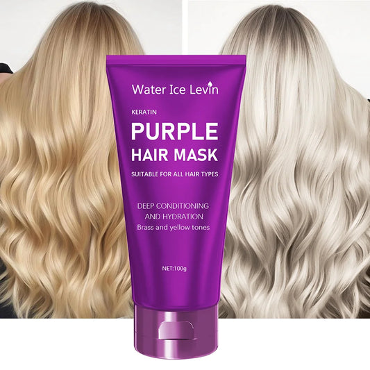 Purple Hair Mask - Lotion Is for Blonde Hair, Platinum, Bleached, Silver, Gray, Gray and Brass Hair - Remove Yellow Blend Dry, Damaged Hair - No Residual and Vegetarian Food