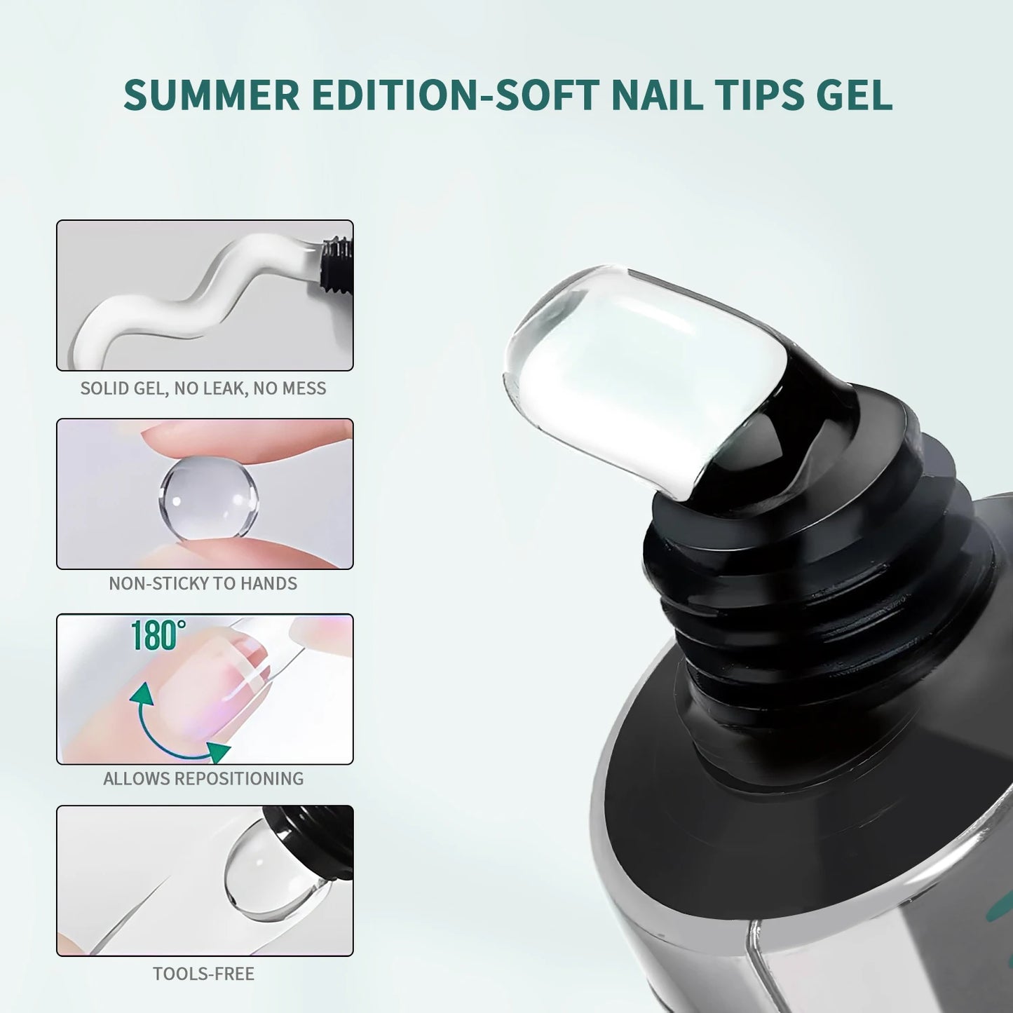 Nailpop Soft Nail Tips Gel SUMMER WINTER EDITION with Vitamin E Formula for Press on Nails Strong Hold and Beautiful Nails 20g