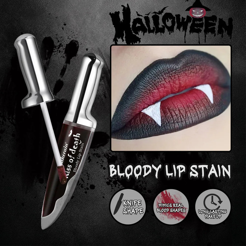 Lip Stain Kiss of Death Bloody Gothic Matte Long Lasting Waterproof Change of Black Vampire Halloween Cosplay Makeup