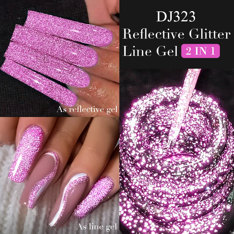 MEET ACROSS 5ml Sliver Metallic Liner Gel Nail Polish Super Bright Mirror Effect Painting Drawing Line Graffiti Stripe Nail Art