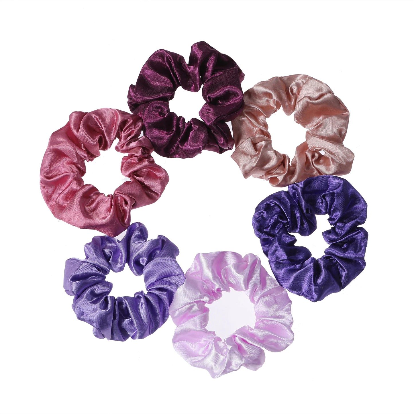 6-Piece Women's Pure Color Satin Large Scrunchie Daily Simple Atmospheric Set