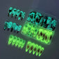 96Pcs Luminous Halloween Press On Nails Stiletto Ghost Skull Spider False Nail Acrylic Nail Art Cosplay Costume Party Night Club