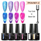 MEET ACROSS 7Pcs/Set Cat Magic Magnetic Gel Nail Polish Sparking Semi-Transparent Sea Blue Effect Soak Off UV Gel Varnish Kit