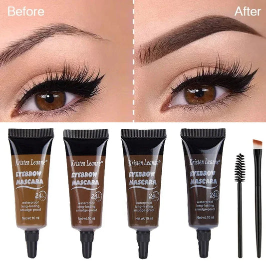 Dyeing Eyebrow Set with Brush Waterproof Quick-drying Natural Stain Coloring Liquid Eyebrows Enhancers 3D Wild Brow Setting Gel