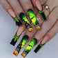 24pcs Glitter Pink Sequins Fake Nails 2025 Halloween Scary Skull Love Print False Nails Wearable European Ballet Press on Nails