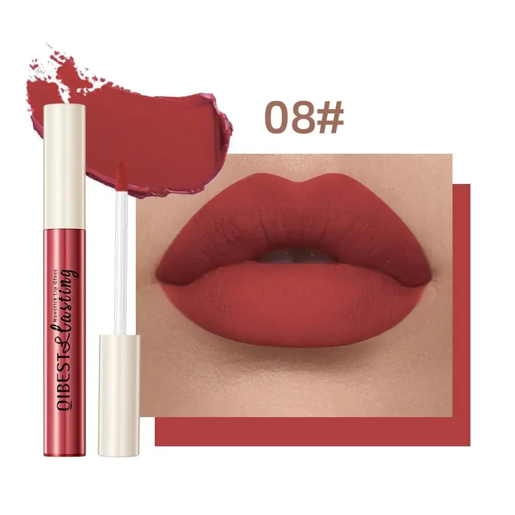 Nude Matte Lip Gloss 24 Colors Long-lasting Velvet Lipstick Waterproof Non-stick Cup Sexy Red Dark Lip Tint Makeup Cosmetic