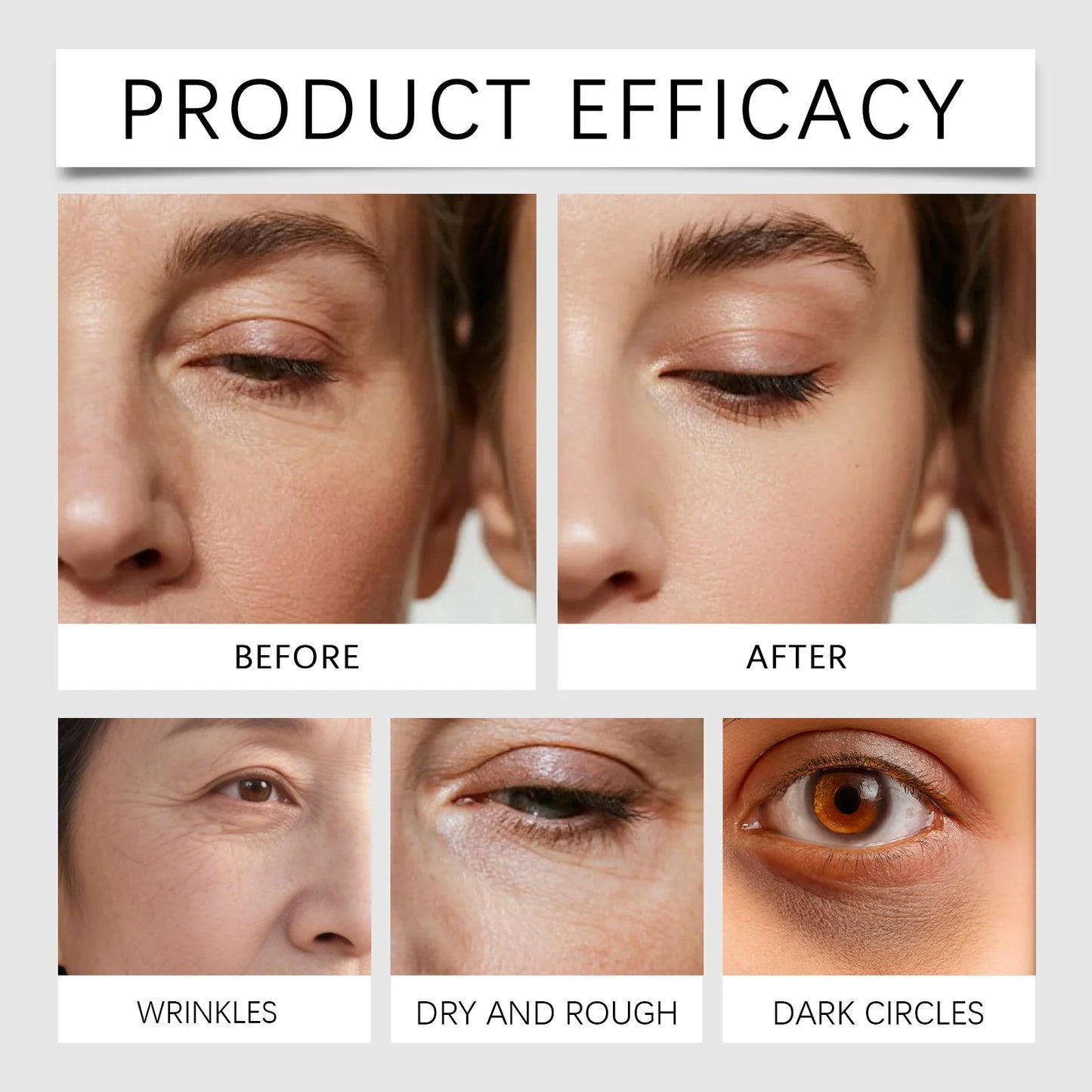 Temporary Tighten Eye Cream for Removal Eye Bags Anti Puffiness Dark Circles Removal Firming Increase Elasticity Massage EyeCare