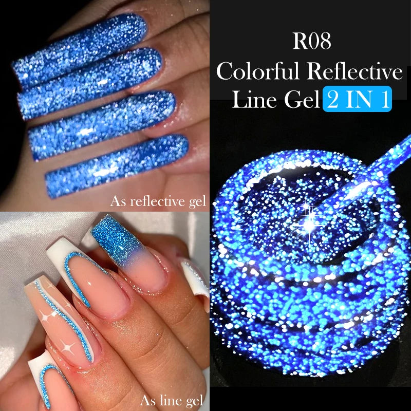 LILYCUTE 5ml Line Art Gel Nail Polish Gold Silver DIY Drawing Gel Reflective Glitter Design Semi Permanent Painting Gel Varnish