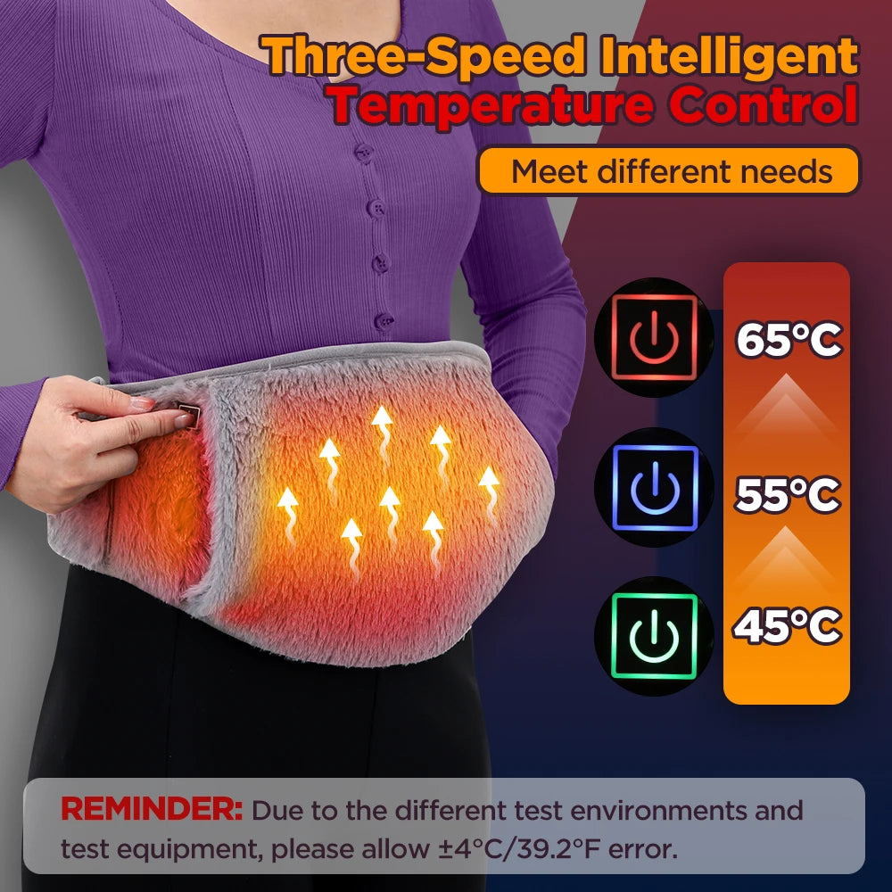 3 Levels Electric Heating Abdomen Belt  Cold-Proof Uterine Belt Hand Waist Warming Pad  Women Menstrual Relief Pain USB Charging