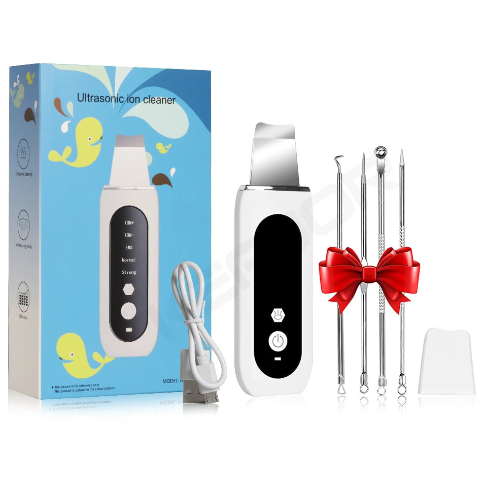 Ultrasonic Skin Scrubber Facial Peeling Face Scrubber Blackhead Remover Ance Pore Deep Facial Cleaning Spatula Facial Cleanser