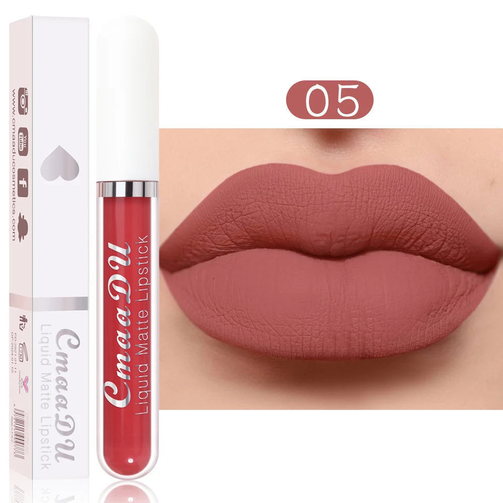 CmaaDu 1 Pcs Matte Lip Gloss Liquid Lipstick- Lip Stains with Long-Lasting Waterproof,  Adult Age Range, Red Tones Easy to Color