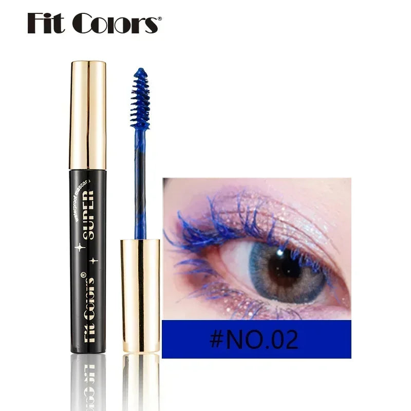 Color Mascara 14 Thick Curl Waterproof Non-smudding Natural Long Lasting Blue White Green Pink Black  Eye Makeup