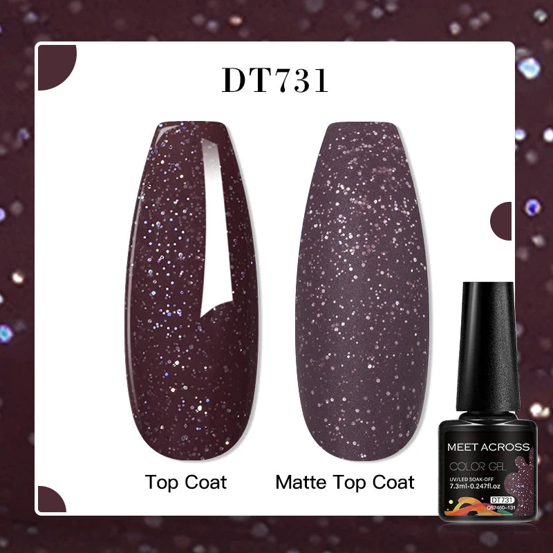 MEET ACROSS 7ml Golden Cat Magnetic Gel Nail Polish Dark Brown Red Green Christmas Nail Art Varnish Winter Autumn For Nails