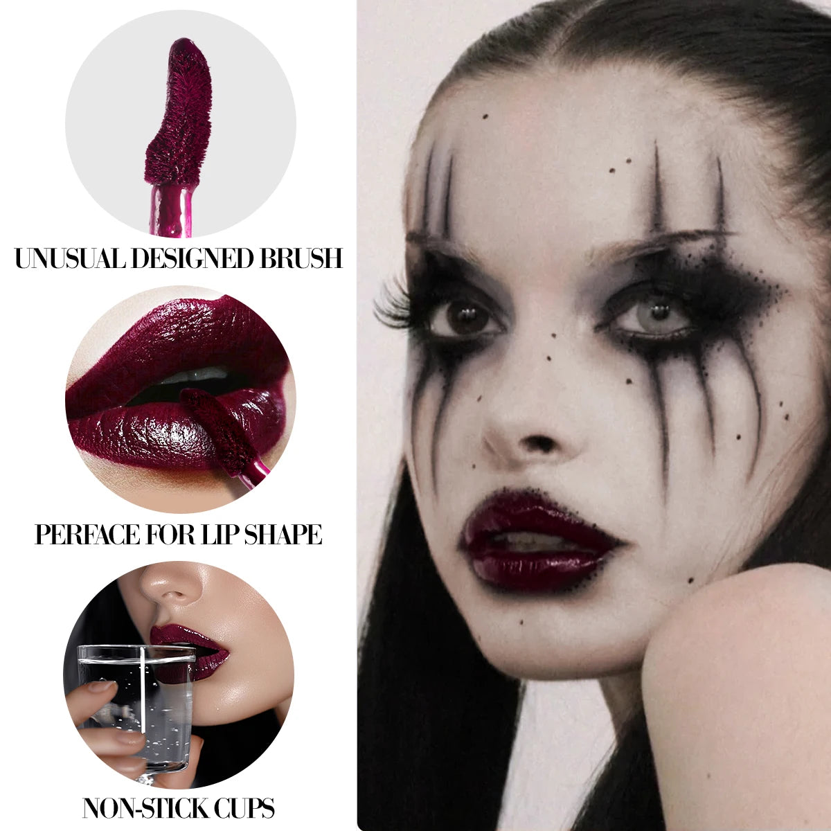 Afflano Goth Lipstick Matte Moist Black Smoky Red High Colors Lip Glaze Waterproof Non-stick Cup Lipstick Lasting Lip Makeup