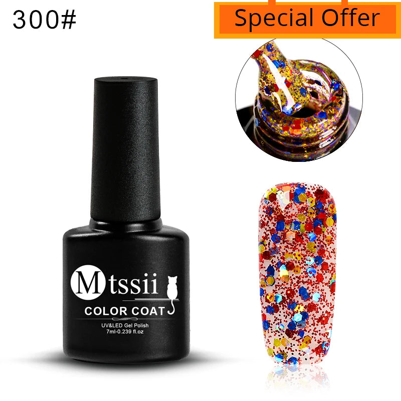 Mtssii 7ml Reflective Glitter Thermal Gel Nail Polish Color Changing Gel Semi-permanent Nail Art Varnishes Soak Off UV LED Gel